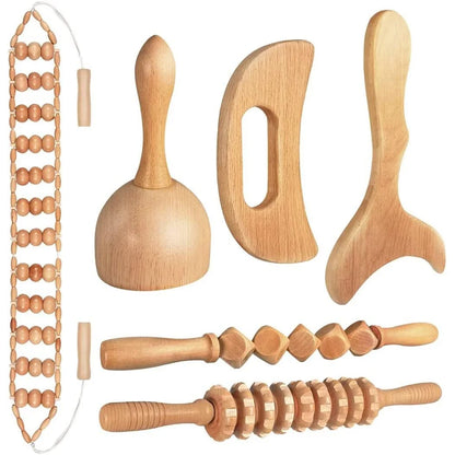 Wooden Lymphatic Drainage Massager Kit — Maderoterapia Body Contouring Set