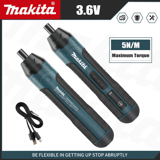 Makita Cordless Electric Screwdriver — 3.6V, 5N.m Torque, 1/4" Chuck, 1300mAh Li-Ion