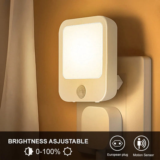 LED Motion Sensor Night Light — Plug-In with 7-Level Dimming & Auto/Night Modes